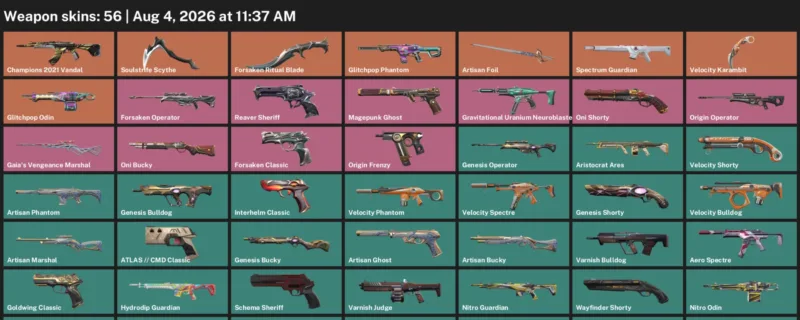 Valorant account inventory for LVL 99 · Velocity Karambit & Forsaken Ritual Blade & Soulstrife Scythe