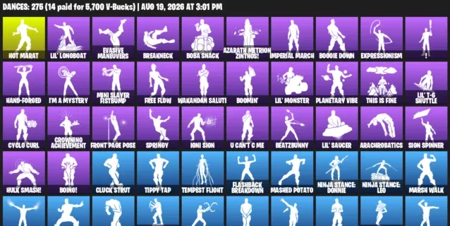 Fortnite account inventory for LVL 4355 - Psycho Bandit - Darth Vader - 404 Outfits