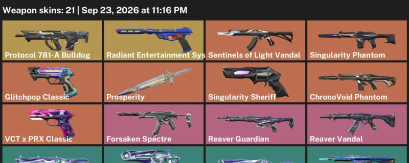 Valorant account inventory for LVL 99 · ChronoVoid Phantom & Forsaken Spectre