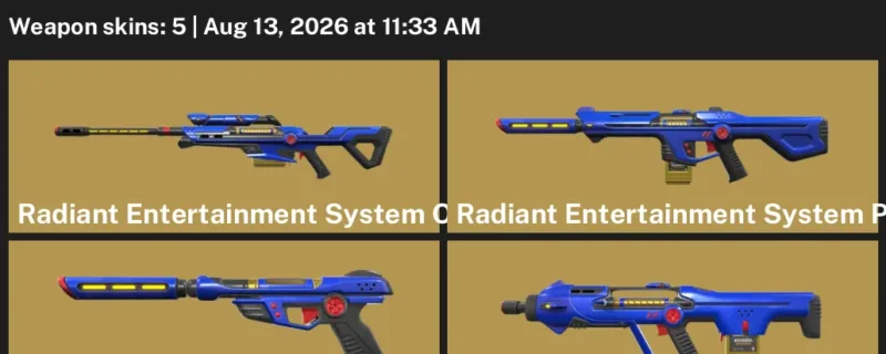 Valorant account inventory for LVL 1 · Radiant Entertainment System Phantom