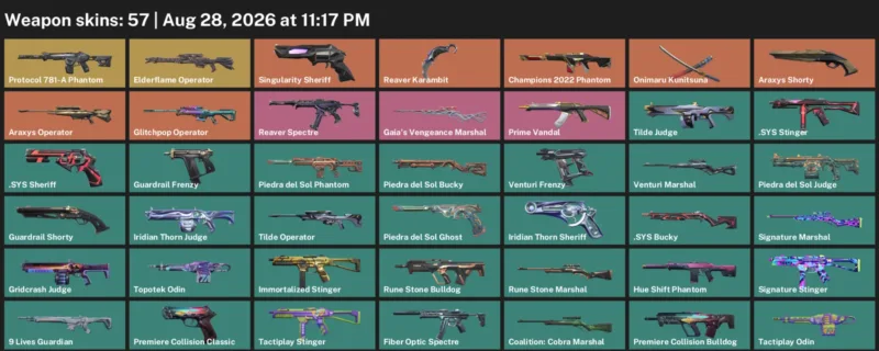 Valorant account inventory for LVL 69 · Reaver Karambit & Araxys Operator