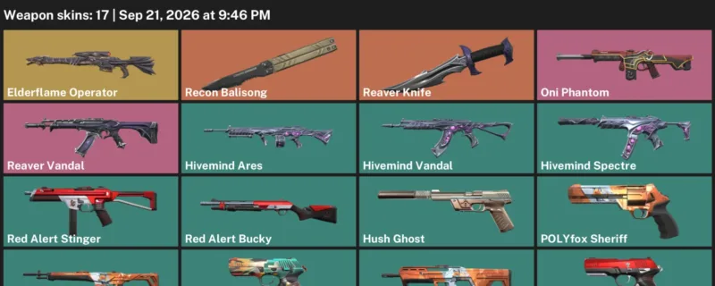 Valorant account inventory for LVL 50 · Reaver Knife & Elderflame Operator