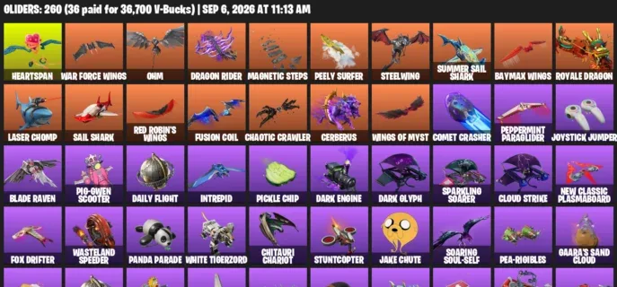 Fortnite account inventory for LVL 3305 - The Reaper - Elite Agent - 602 Outfits