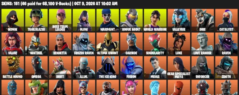 Fortnite account inventory for IKONIK - Trailblazer - 120 Outfits