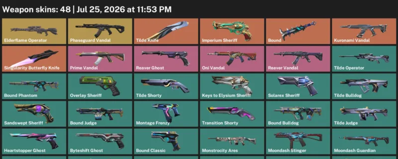 Valorant Accounts listing: LVL 315 · Singularity Butterfly Knife & Tilde Knife · 48 Skins - Platinum 3, 48 skins
