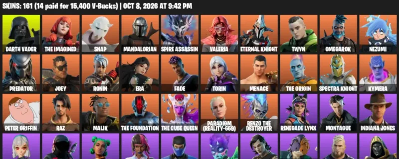 Fortnite account inventory for Darth Vader - The Imagined - 120 Outfits