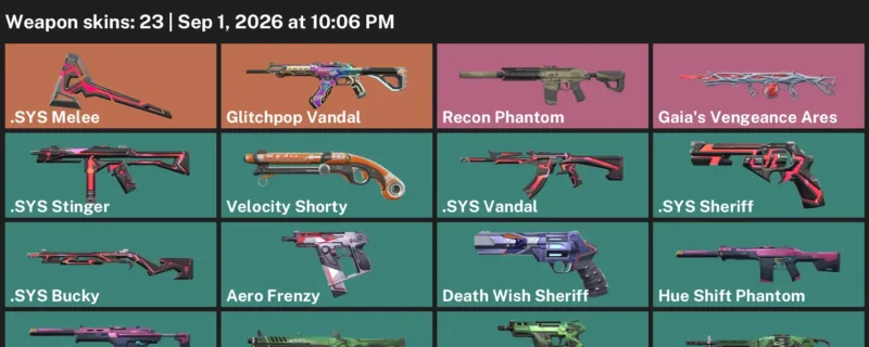Valorant account inventory for LVL 150 · Sys Vandal & Sys Sheriff