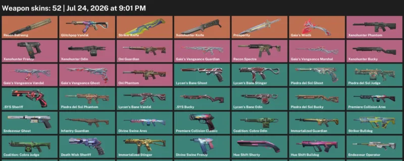 Valorant Accounts listing: LVL 55 · Striker Knife & Xenohunter Bucky · 52 Skins - Silver 3, 52 skins