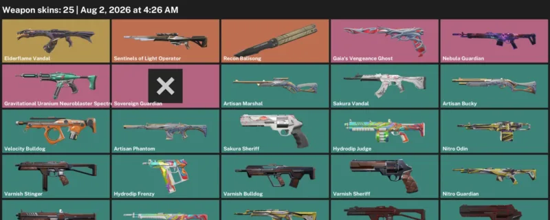 Valorant account inventory for LVL 74 · Elderflame Vandal & Artisan Phantom