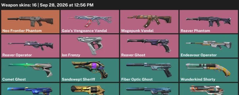 Valorant account inventory for LVL 207 · Magepunk Vandal & Gaia's Vengeance Vandal