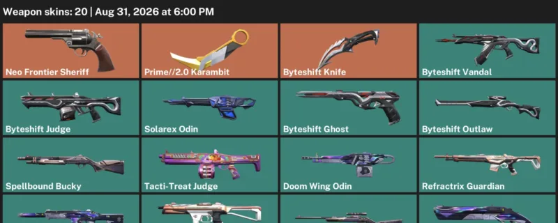 Valorant account inventory for LVL 40 · Byteshift Knife & Prime & 2.0 Karambit