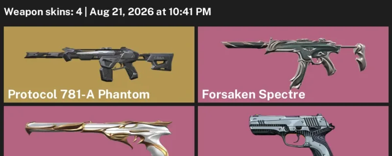 Valorant account inventory for LVL 48 · Forsaken Spectre & Protocol 781-A Phantom & Sovereign Ghost