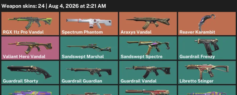 Valorant account inventory for LVL 33 · Reaver Karambit & Araxys Vandal