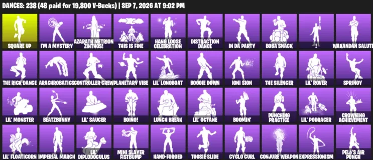 Fortnite account inventory for LVL 4493 - Fixer - Cloud Striker - 477 Outfits
