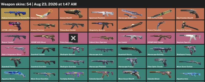 Valorant account inventory for LVL 67 · Reaver Karambit & 2.0 Karambit