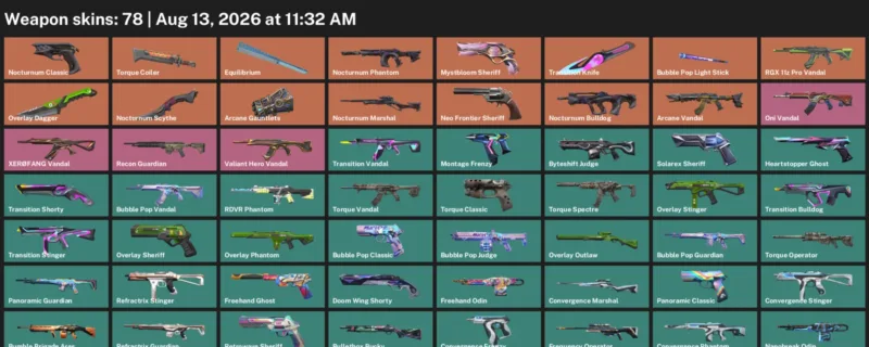 Valorant account inventory for LVL 142 · Arcane Vandal & Nocturnum Scythe & Overlay Dagger