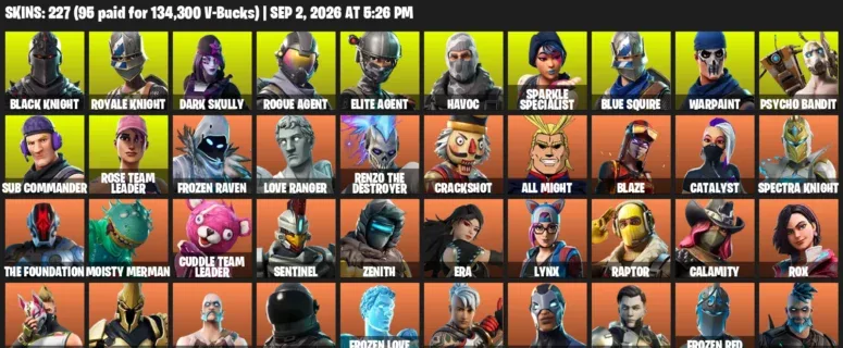 Fortnite account inventory for LVL 1234 - Black Knight - Royale Knight - 227 Outfits