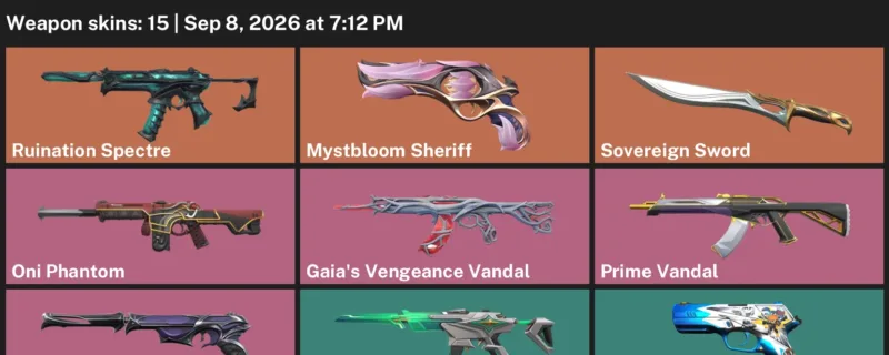 Valorant account inventory for LVL 43 · Oni Phantom & Gaia's Vengeance Vandal
