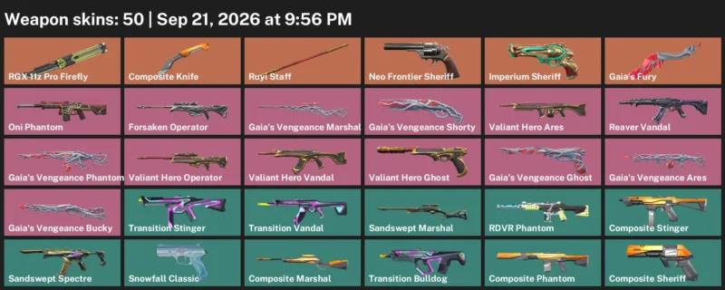 Valorant account inventory for LVL 61 · Composite Knife & Composite Phantom