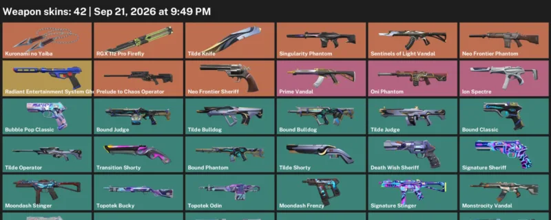 Valorant account inventory for LVL 153 · Kuronami no Yaiba & Tilde Knife & 42 Skins Kuronami no Yaiba