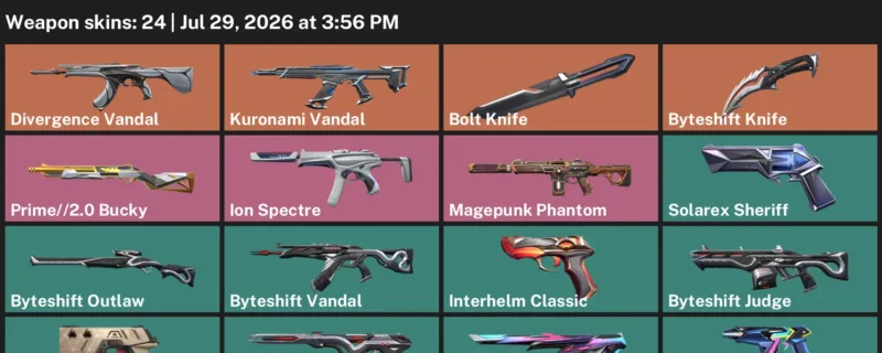 Valorant Accounts listing: LVL 128 · Bolt Knife & Byteshift Knife · 24 Skins - Silver 1, 24 skins