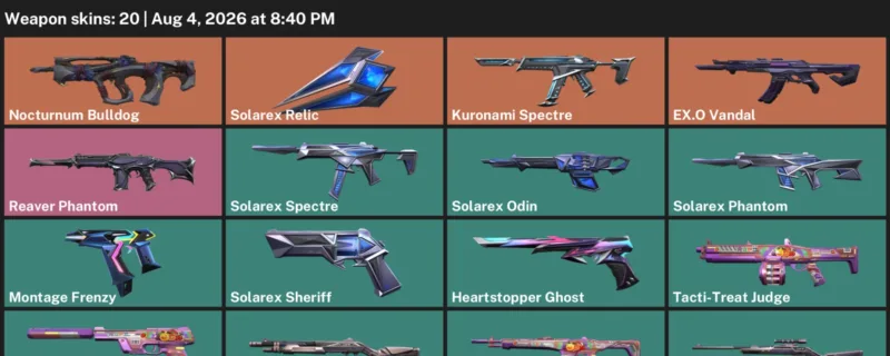 Valorant account inventory for LVL 76 · Reaver Phantom & Kuronami Spectre