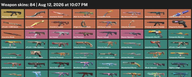 Valorant account inventory for LVL 155 · Ignite Fan & Composite Knife & Forsaken Ritual Blade