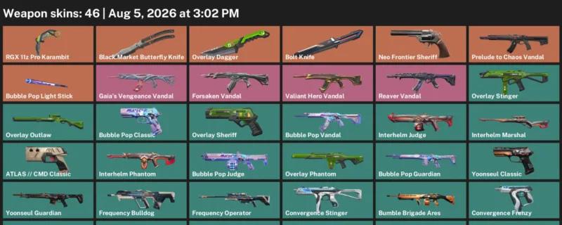 Valorant account inventory for LVL 116 · RGX 11z Pro Karambit & Bolt Knife