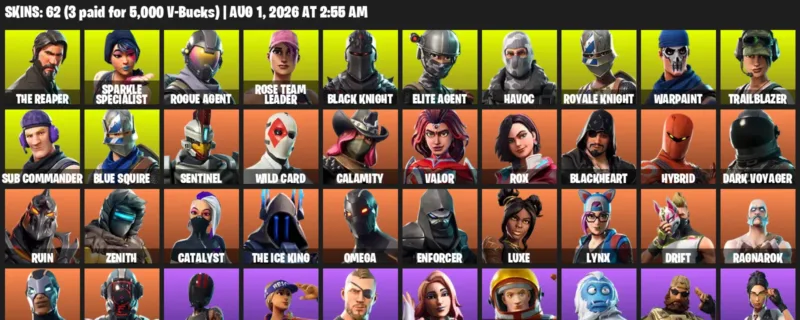 Fortnite account inventory for LVL 601 - The Reaper - Sparkle Specialist - 62 Outfits