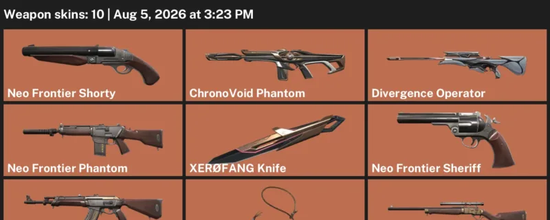 Valorant account inventory for LVL 1 · XerØFang Knife & ChronoVoid Phantom