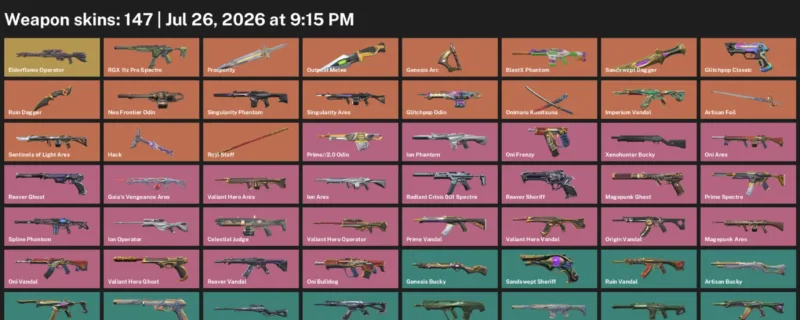 Valorant Accounts listing: LVL 305 · Outpost Melee & Ruin Dagger · 147 Skins - Silver 1, 147 skins