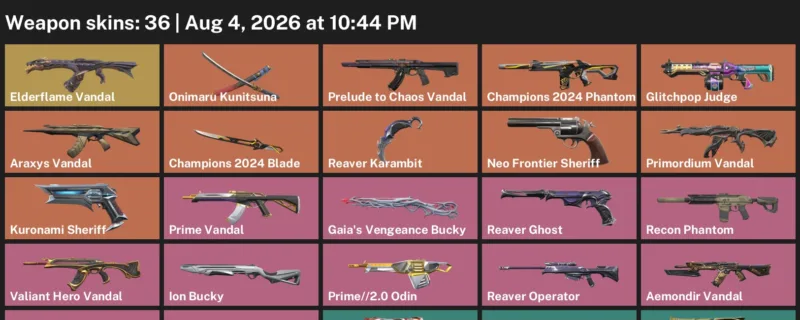Valorant account inventory for LVL 329 · Champions 2024 Blade & Reaver Karambit