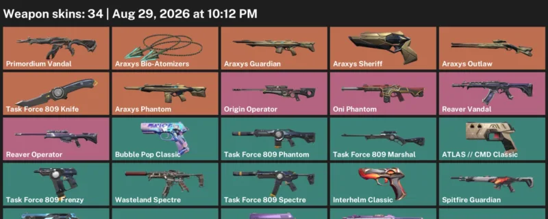 Valorant account inventory for LVL 249 · Araxys Phantom & Araxys Sheriff