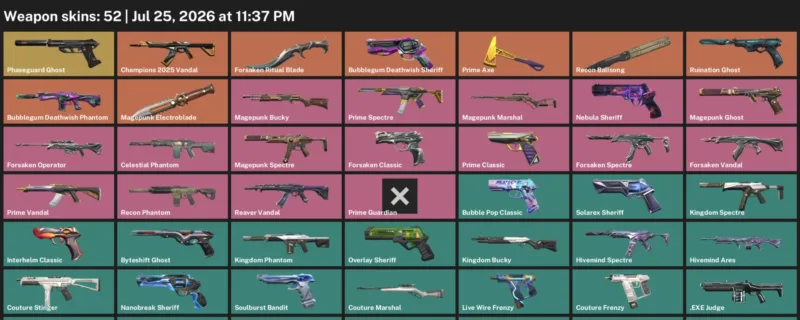 Valorant Accounts listing: LVL 216 · Forsaken Ritual Blade · 52 Skins - Silver 1, 52 skins