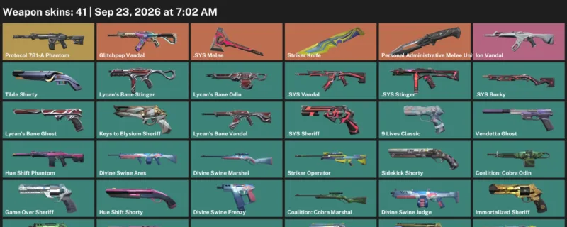 Valorant account inventory for LVL 167 · Striker Knife & Sys Vandal