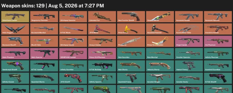 Valorant account inventory for LVL 357 · 2.0 Karambit & Tac Blade