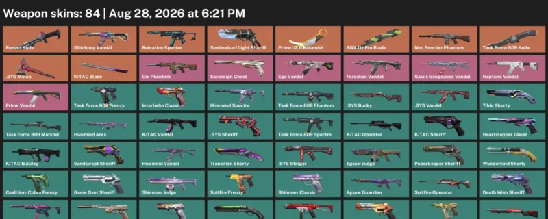 Valorant account inventory for LVL 373 · Reaver Knife & RGX 11z Pro Blade