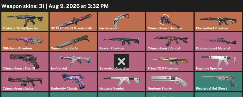 Valorant account inventory for LVL 56 · Ion Karambit & Xenohunter Knife & 31 Skins Ion Karambit