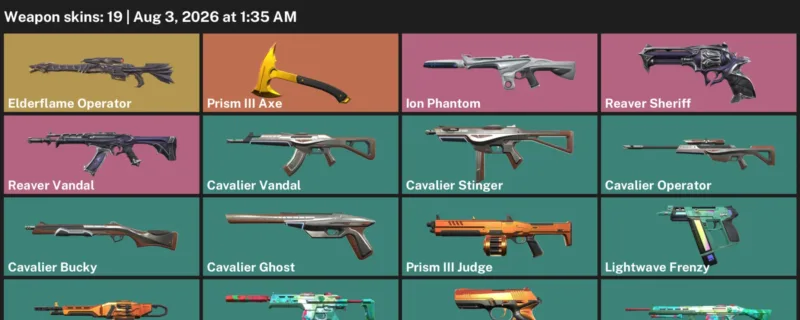 Valorant account inventory for LVL 79 · Elderflame Operator & Ion Phantom