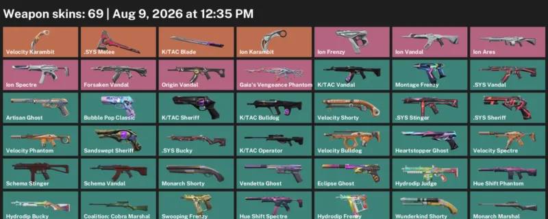 Valorant account inventory for LVL 300 · Ion Karambit & Velocity Karambit