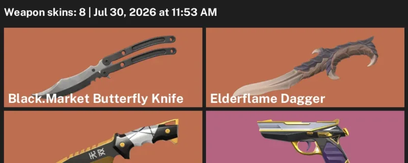 Valorant Accounts listing: LVL 48 · Black.Market Butterfly Knife & Ego Knife · 8 Skins - Iron 3, 8 skins