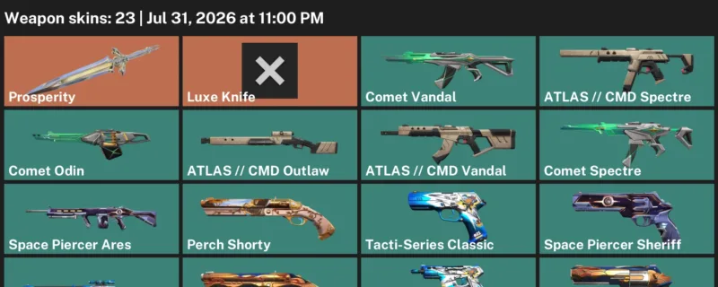 Valorant account inventory for LVL 95 · · Luxe Knife · 23 Skins Luxe Knife & Cmd Vandal