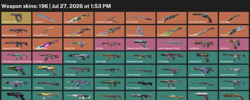 Valorant Accounts listing: LVL 259 · Composite Knife & Iridian Thorn Blade · 196 Skins - Bronze 3, 196 skins