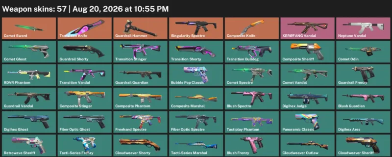 LVL 164 · Comet Sword & Composite Knife · 57 Skins