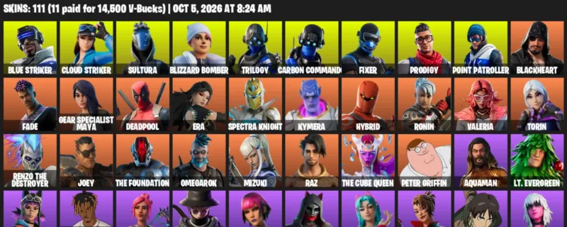 Fortnite account inventory for Blue Striker - Cloud Striker - 111 Outfits