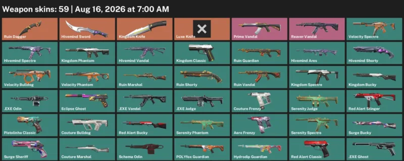 Valorant account inventory for LVL 109 · Luxe Knife & Ruin Dagger