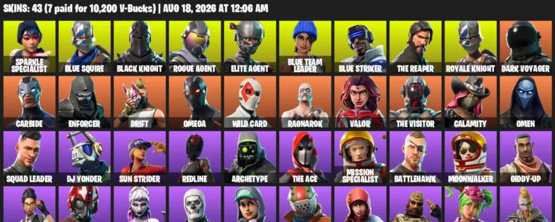 Fortnite account inventory for LVL 411 - Sparkle Specialist - Blue Squire - 43 Outfits