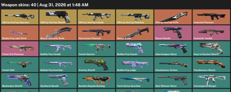 Valorant account inventory for LVL 143 · Reaver Knife & Reaver Butterfly Knife