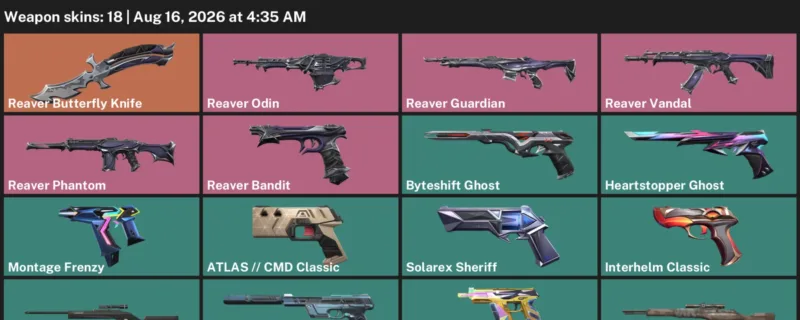 Valorant account inventory for LVL 170 · Reaver Butterfly Knife & Infantry Operator