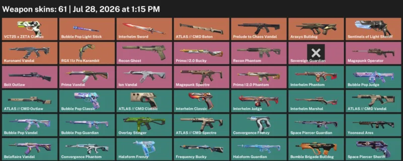 Valorant Accounts listing: LVL 79 · Interhelm Sword & RGX 11z Pro Karambit · 61 Skins - Gold 3, 61 skins